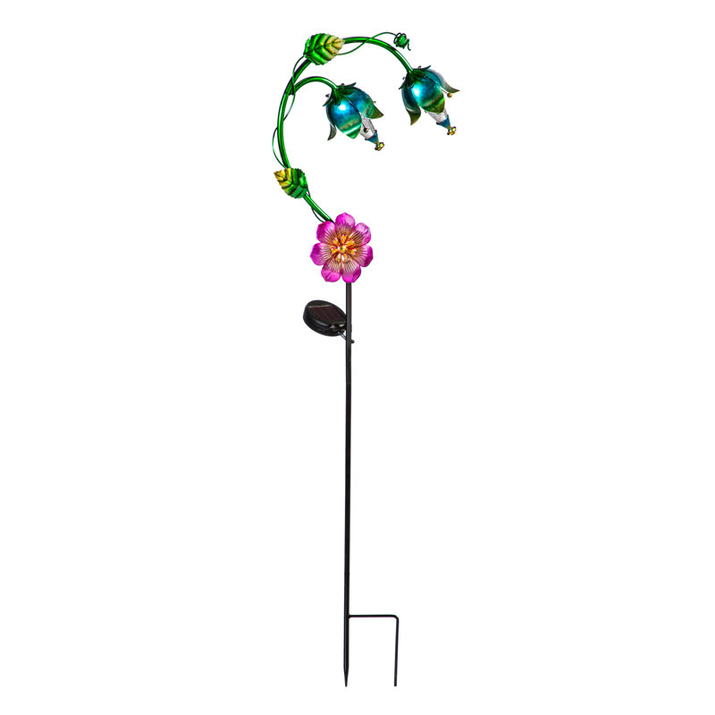 Piquet de jardin solaire rose fée rose, H 37 po