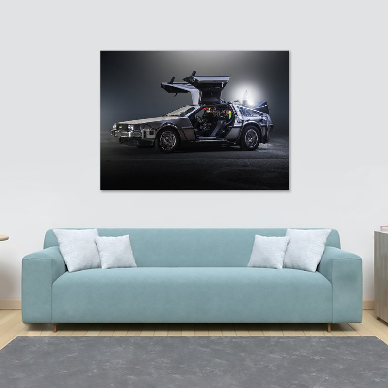 Back To The Future DeLorean - Wrapped Canvas Print, 61cm H x 81.3cm W x 3.8cm D