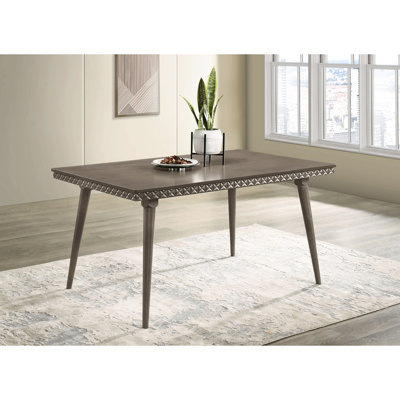 59 - Inch Mid Century Modern Dark Brown Dining Table With Tapered Legs For Versatile In Kitchen And Room Rectangular Style, Legs, Intricate Apron Deta