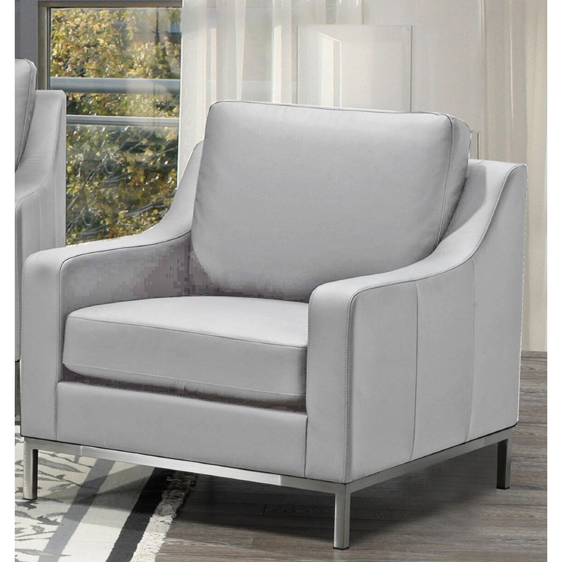 Kase Upholstered Armchair, Slate Genuine Leather