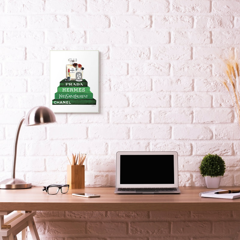 «Fashion Designer Makook Bookstack Green», impression, Plaque murale, H 19 po x l 13 po