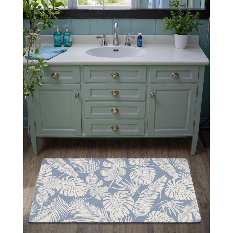 Ultra Thin Bath Mat, Non-Slip Rubber Super Absorbent Ultra-Thin Bathroom Rugs, Under Doors, Quick Dry Bathroom Floor Mats, Ideal for Shower, Tub and Sink, Feather