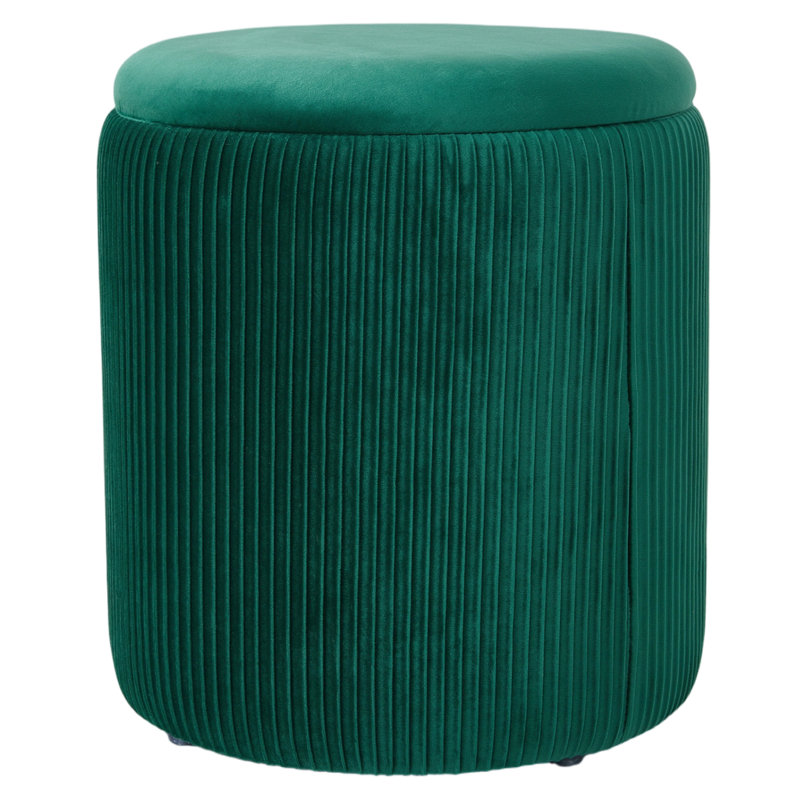 37.5cm Wide Velvet Cylinder Striped Standard Ottoman, Green