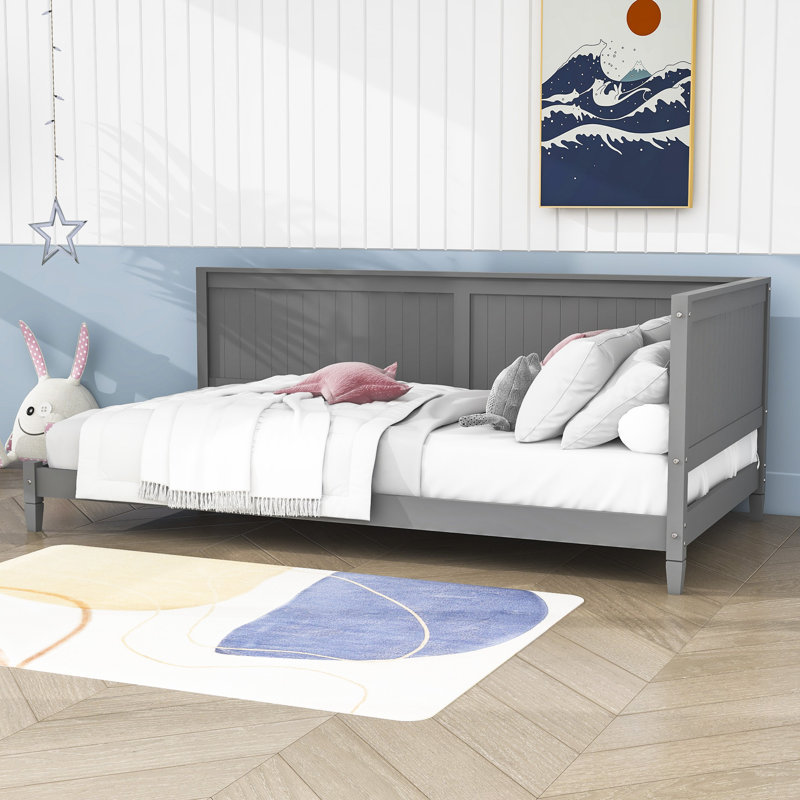 Heidy Wood Daybed with Slats, Gray, Twin