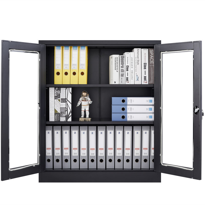 35.4'' Wide 2 - Shelf Storage Cabinet, Black