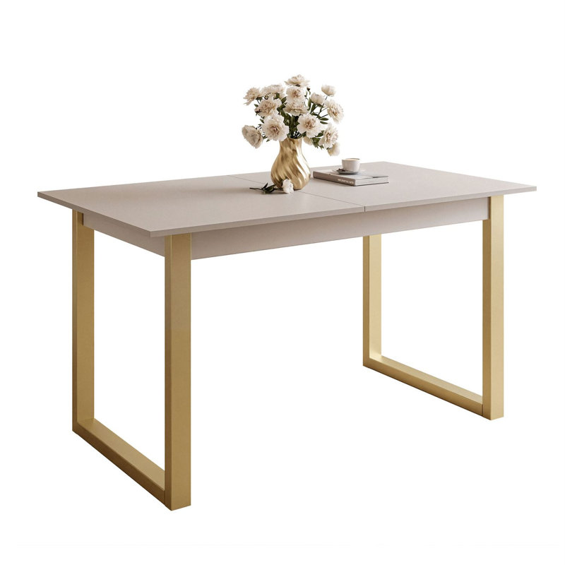 Extendable Metal Base Dining Table, cashmire
