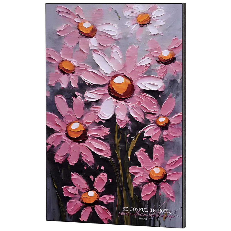 Plaque murale Joyful In Hope, fleur rose
