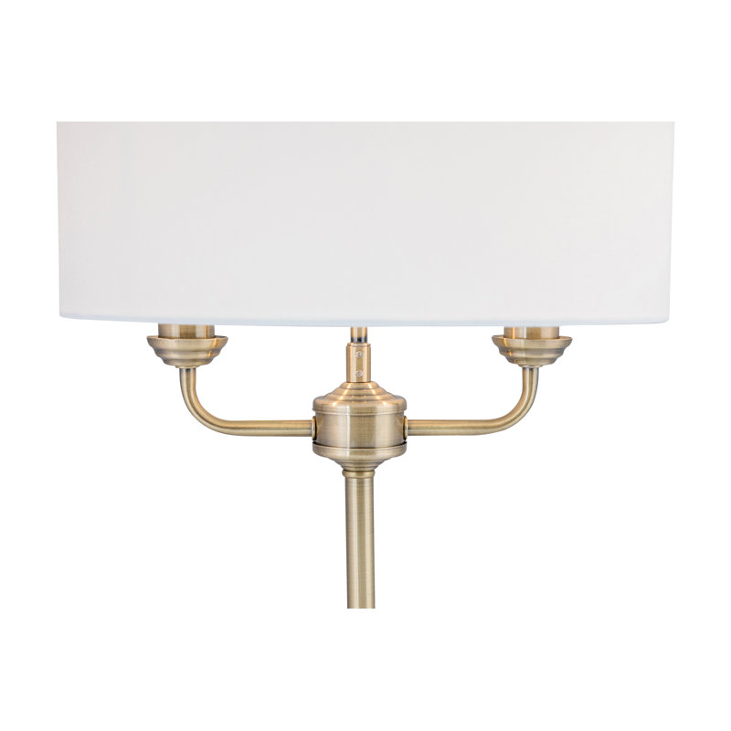 Assante Metal Buffet Lamp, Antique Brass, Cream