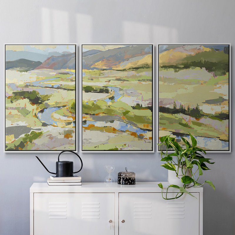 «Mile Ten», reproduction sur toile 3 pièces, Cadre blanc, H 36 po x l 75 po x P 2 po