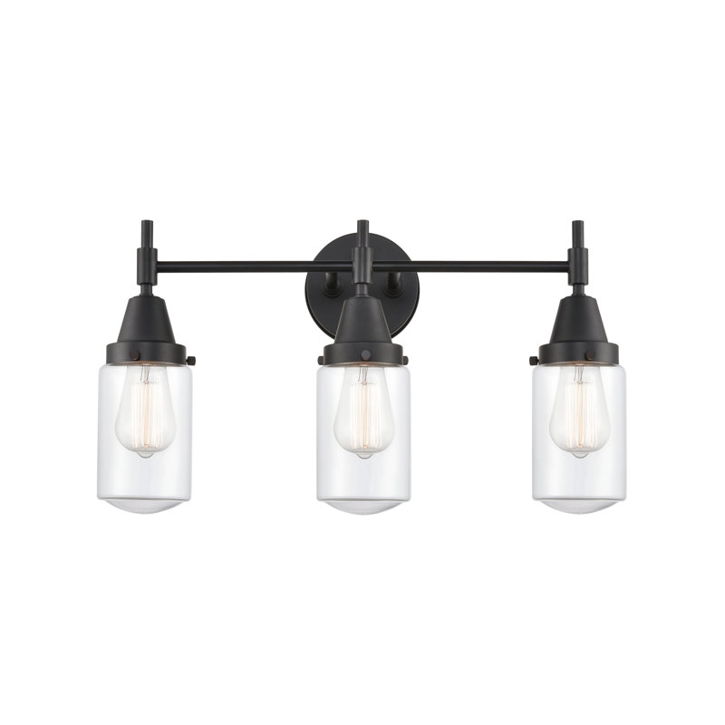 Éclairage pour meuble-lavabo à 3 lumières à intensité variable Gayle, Noir mat, Transparent, Ampoule DEL rétro 4 watts