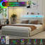 King Size Modern Faux Leather Upholstered Platform Bed-987977735