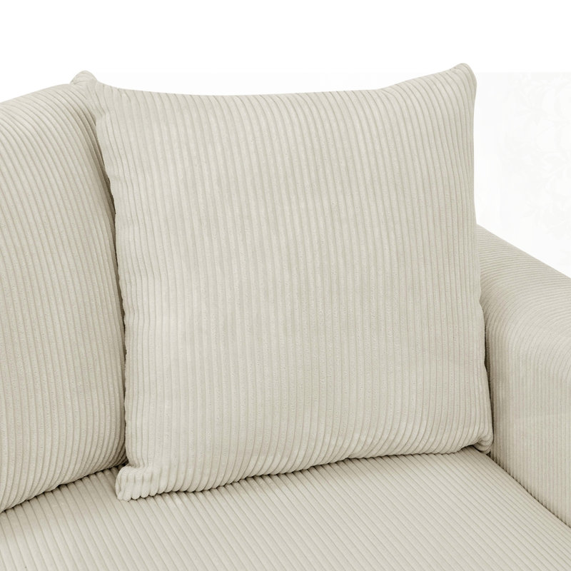 Canapé modulaire en velours côtelé 6 pièces, Crème, crème