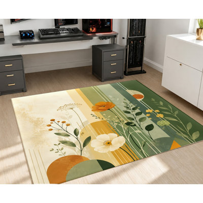 Tapis à motifs floraux abstraits, style jardin botanique, couleurs éclatantes, lavable à la machine, antidérapant, décoration intérieure artistique pour salon, chambre, entrée, cuisine, dortoir, appartement