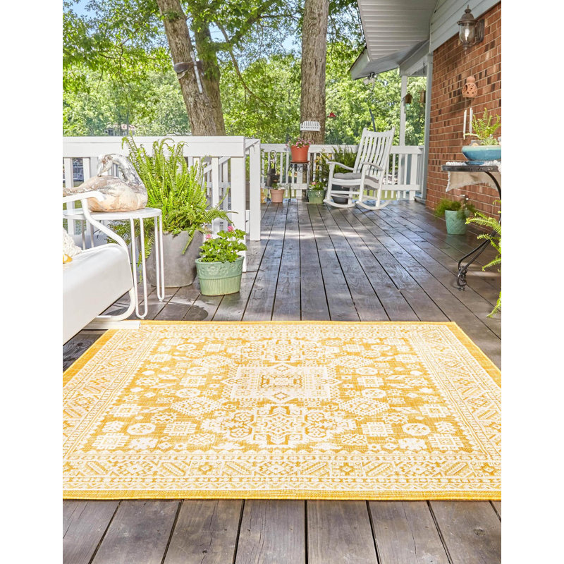 Tapis d'extérieur Chand couleur de soleil, Carré 10 pi