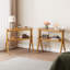 Table d'appoint de 24,6 po avec 2 tablettes de rangement à 2 niveaux et pieds en bois massif (2 PCS)-814716902-834404199