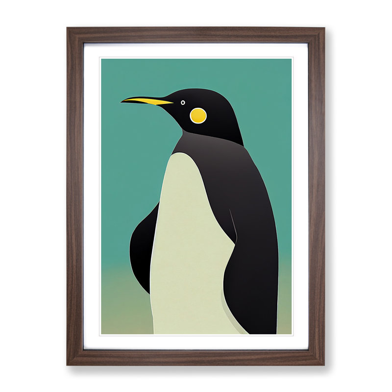Profile of a Penguin No.2 - Wall Art, 34cm H x 25cm W, Walnut Framed