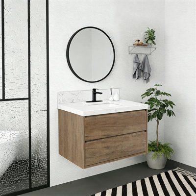 Meuble-lavabo mural 36 po avec lavabo mural flottant