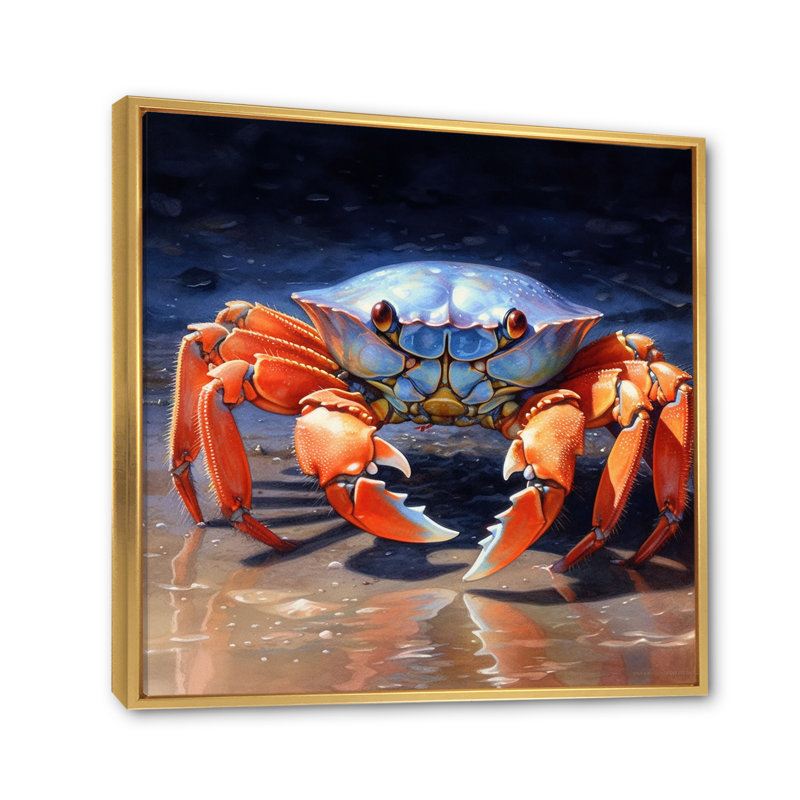 Crab Beachcombers V sur toile, H 36 po x l 36 po x P 1,5 po, Cadre flottant doré