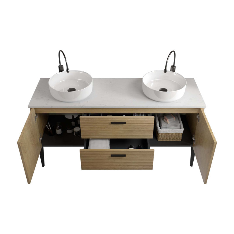 Meuble-lavabo autoportant 60 po avec évier, sans drain, sans robinet ni armoire d'appoint, 60 po KD, 60"