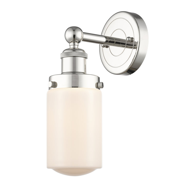 Applique murale à bras en acier 1 lumière Cantril, Blanc mat, Nickel poli