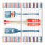 «Watercolor Nautical Paddles - Nautical & Coastal», reproduction d'art sur toile 4 pièces