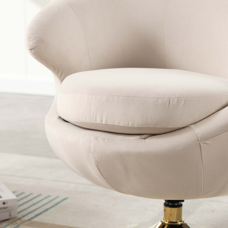Chaises d'appoint pivotantes 360 degrés Cuddle Barrel, Velours beige