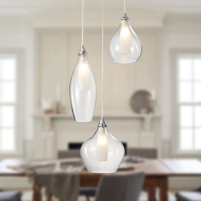 Luminaire suspendu en verre à 3 lumières avec ampoules incluses