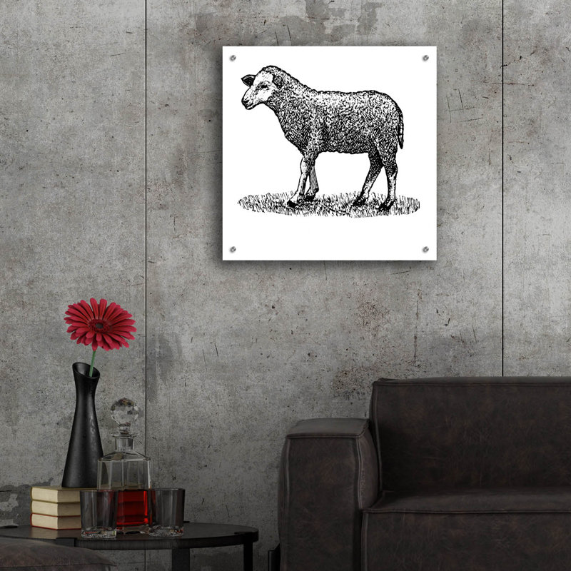 «Little Ewe» par Art Licensing Studio, art mural en verre acrylique, 24 po x 24 po, H 24 po x l 24 po
