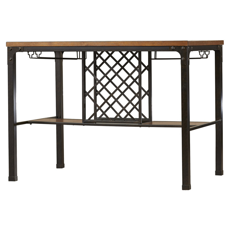 Keamber Rectangular with Iron Base Dining Table