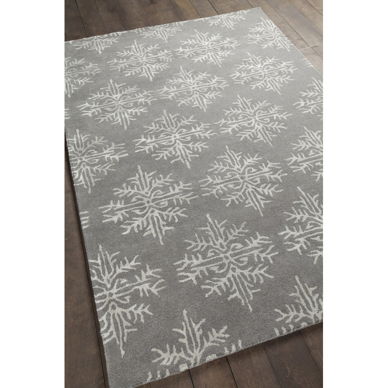 Tapis blanc / gris en laine touffeté à la main Clotell Authentic, Rectangle 7 pi 9 po x 10 pi 6 po