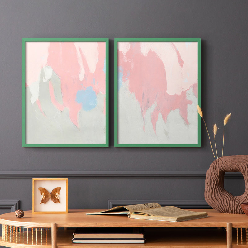 «Blush Abstract I», reproduction encadrée de qualité supérieure - prête à être accrochée - aucun clou requis - aucun clou requis