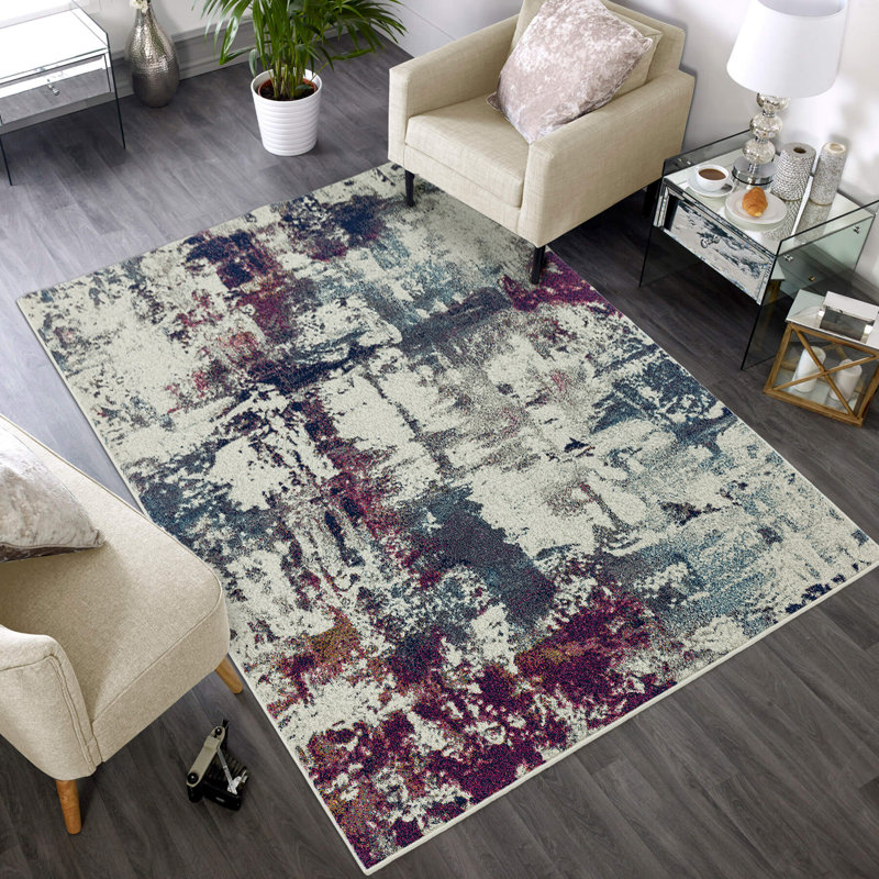 Boston Modern Navy/Purple/Beige Rug, Rectangle 200 x 290cm
