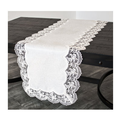 Antique Royal Rose White Jacquard Table Runner