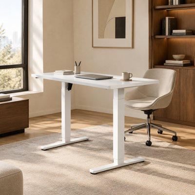 48" Electric Height Adjustable Standing Desk, Office Desk with 4 Memory Presets, Electric Adjustable Computer Desk for Home Office