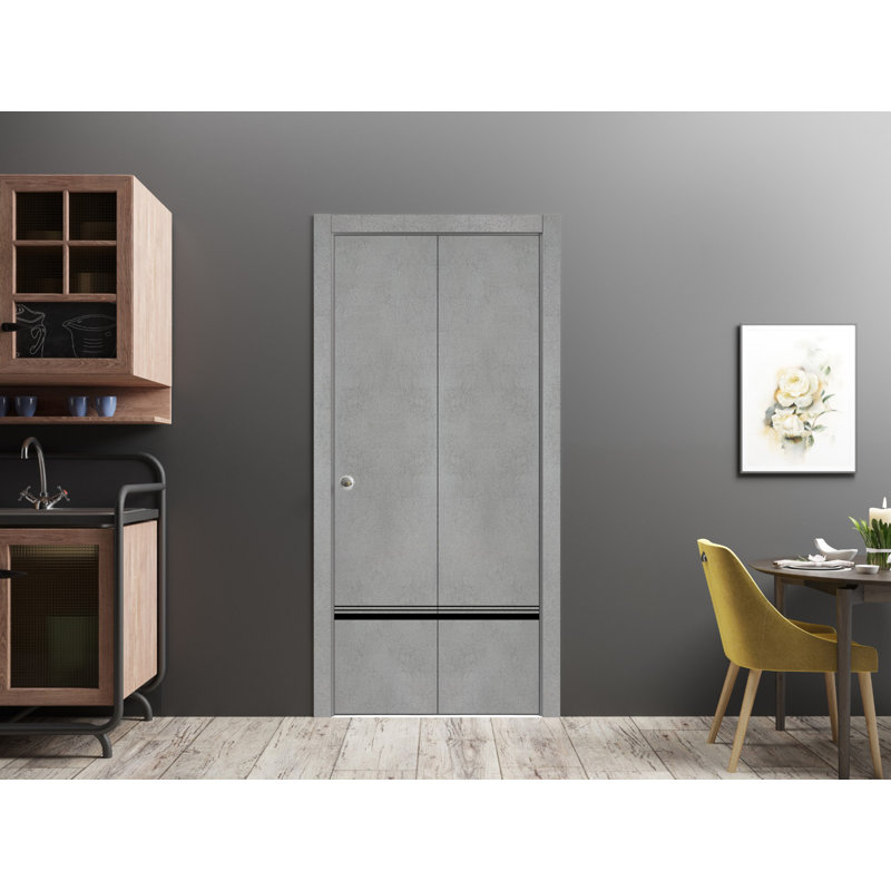 Porte pliante en bois massif massif, Béton, 60 po x 84 po