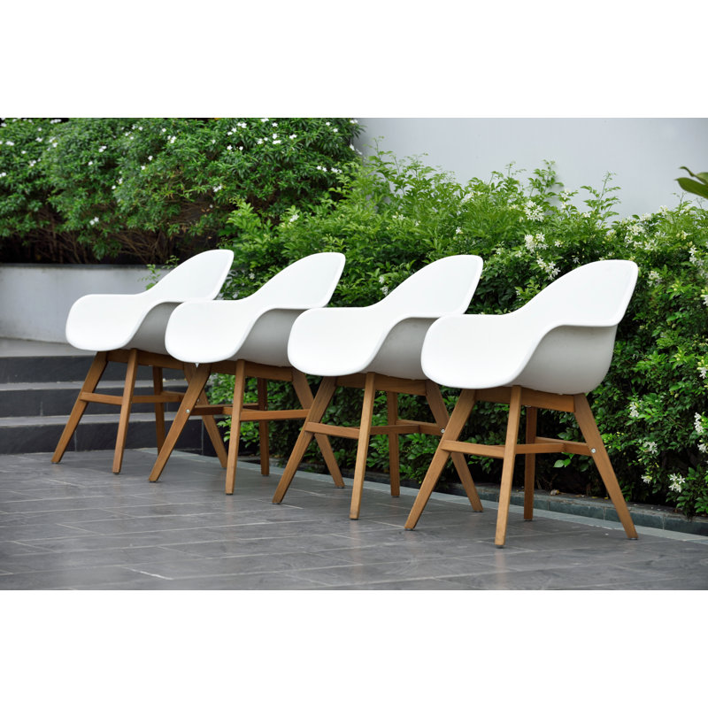 Chaise de patio noire avec accoudoirs Rafael, Blanc
