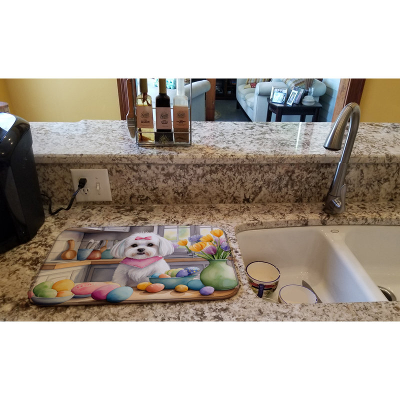 Decorating Easter Maltese Dish Drying Mat