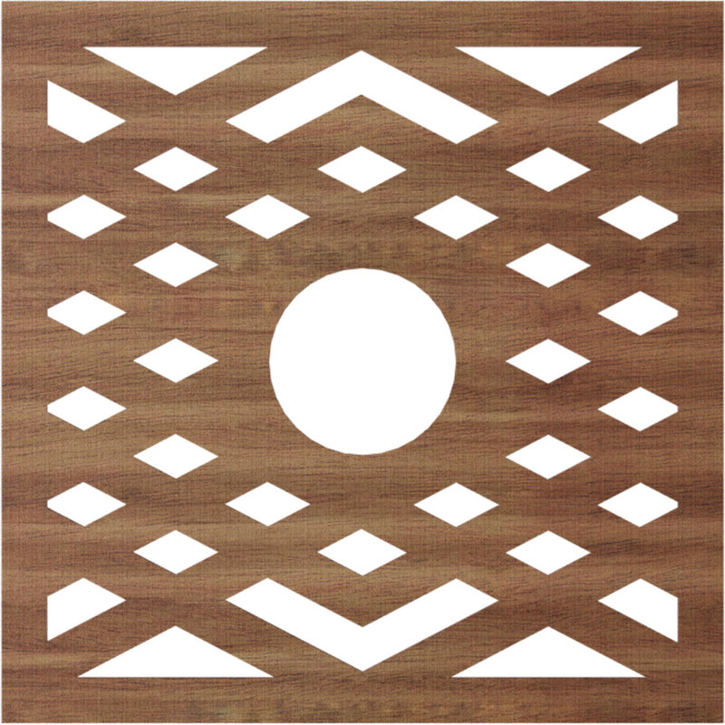 Médaillon de plafond à chevrons, Noyer, H 40 po x l 40 po x P 0,38 po