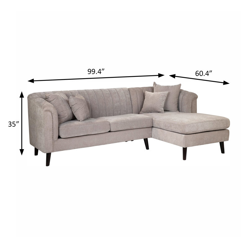 Canapé modulaire Mid-Century 99,4 po, gris clair