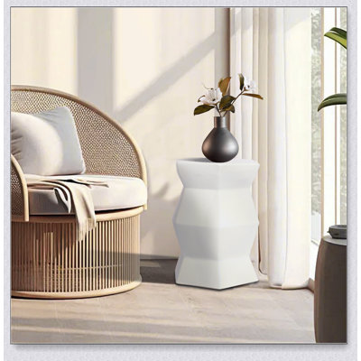 Tabouret de bar en céramique émaillée 13 po x 16,75 po - Table d'appoint intérieure / extérieure - Tabouret de jardin décoratif