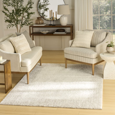 Tapis ivoire beige à poils longs Pernell