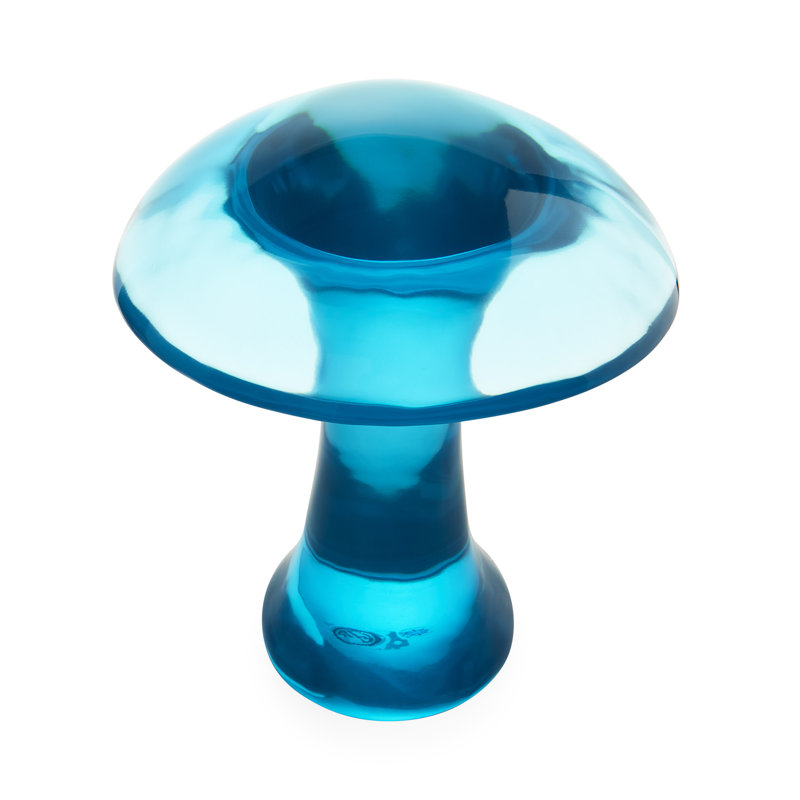 Acrylic Mushroom Sculpture, Blue, 19" H x 15.5" W x 15.5" D