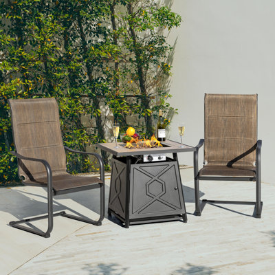 Ensemble foyer extérieur 3 pièces avec 2 chaises à ressorts en C, certifié ETL