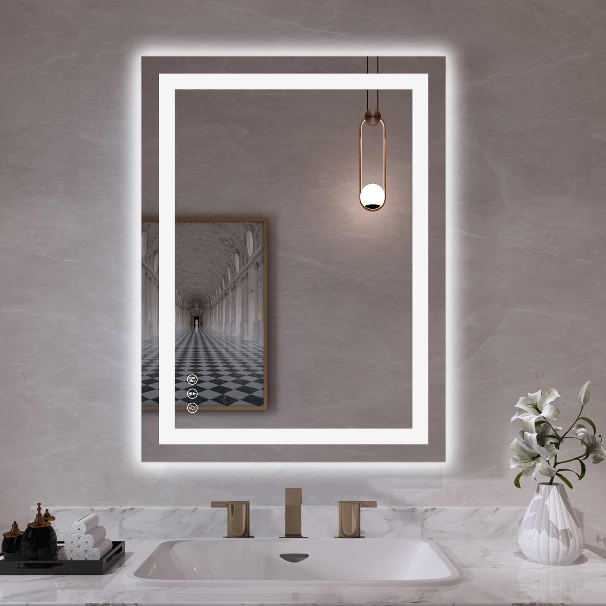 Wrought Studio Dokes Frameless Anti-Fog LED Lighted Dimmable Wall Mounted  Bathroom Vanity Mirror & Reviews