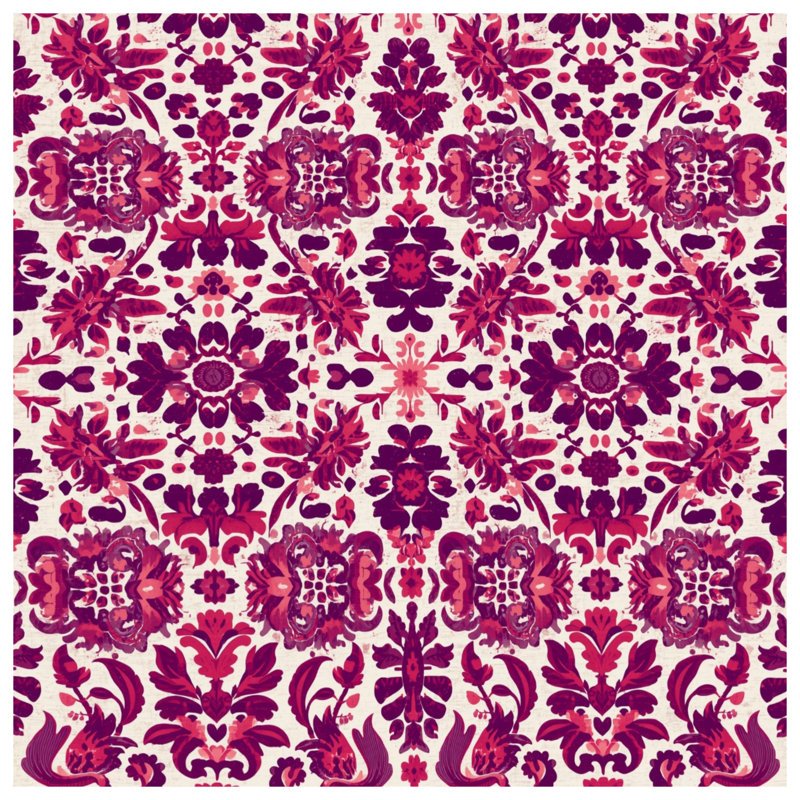Housses de couette à motif damassé rose et mauve, Grand lit