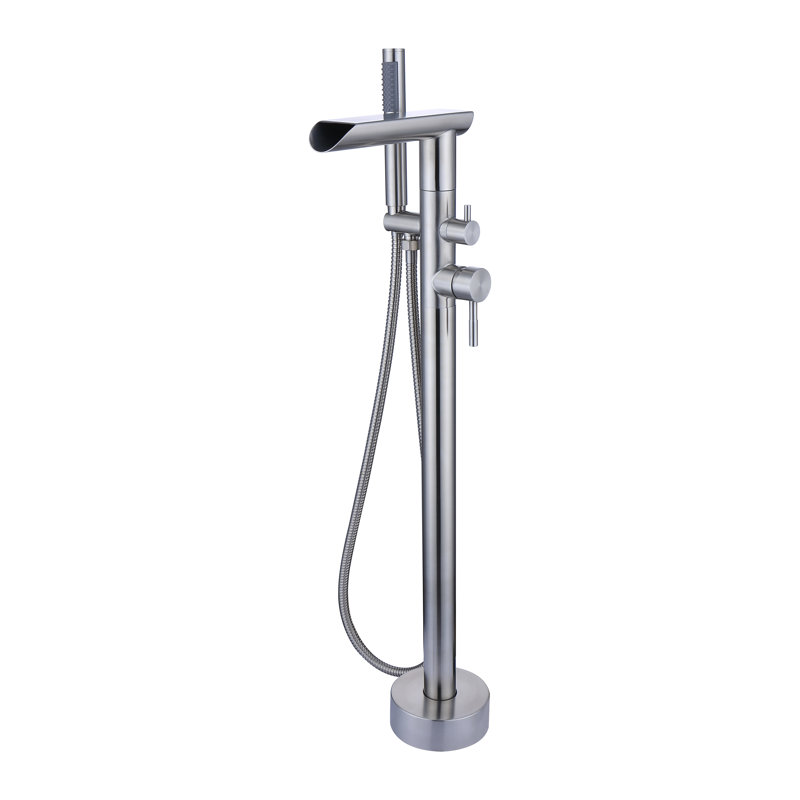 IBenso Floor Tub Spout with Diverter, Brushed Nickel