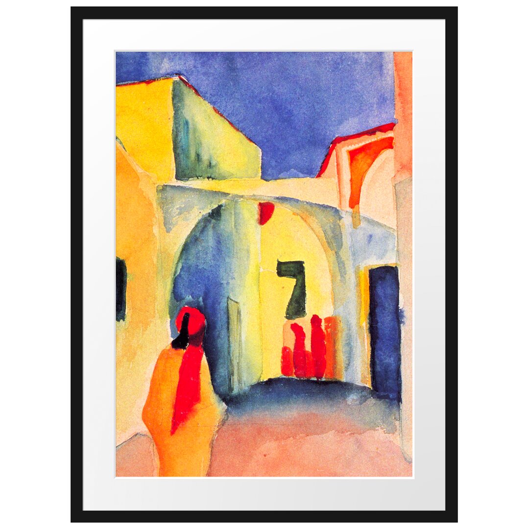 Gerahmter Kunstdruck View of an Avenue in Tunis von August Macke