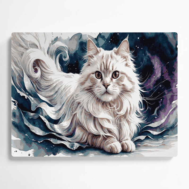 Chats, art mural gris de Mandchourie en métal, H 96 po x l 120 po x P 0,05 po