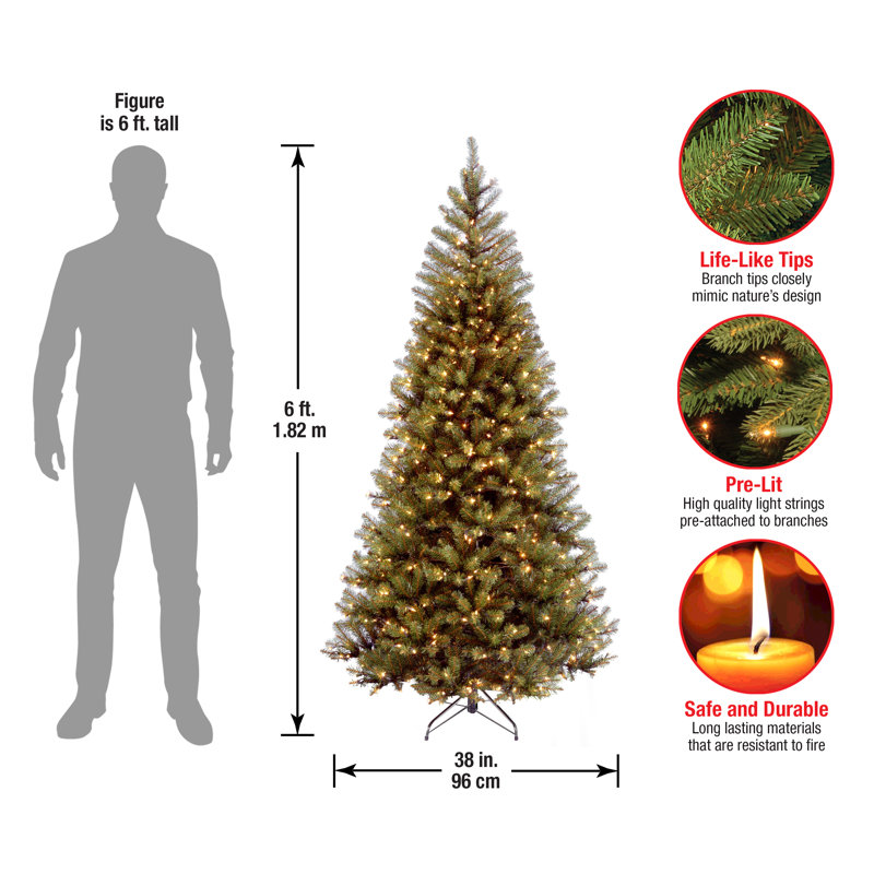 Aspen Spruce Tree with Clear Lights, 6' H