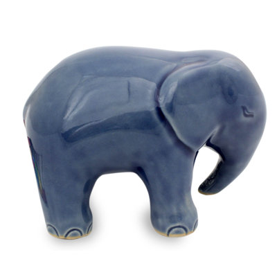 Figurine celadon éléphant saphir Galion